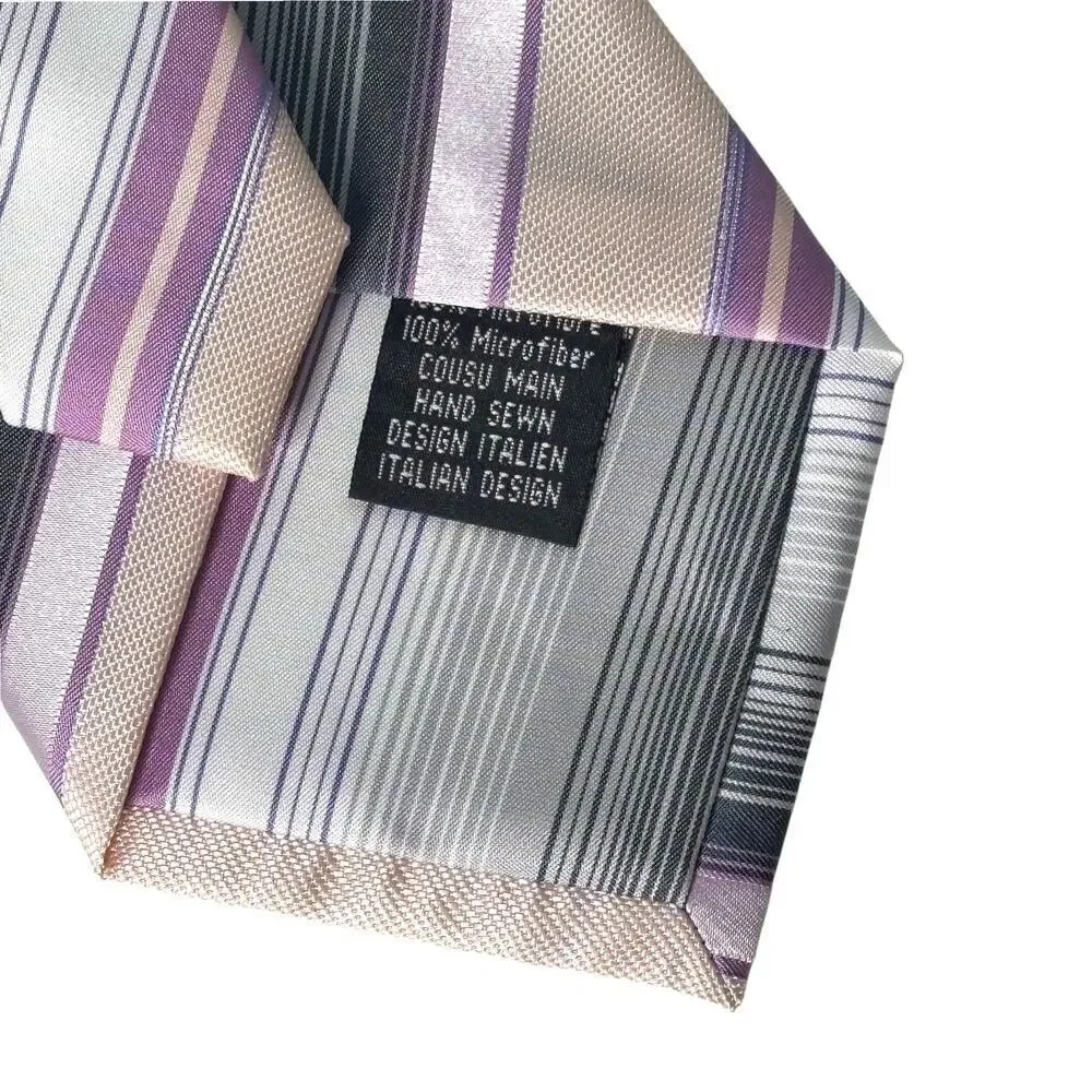 OK.c Microfiber Tie Gray Pink Stripes